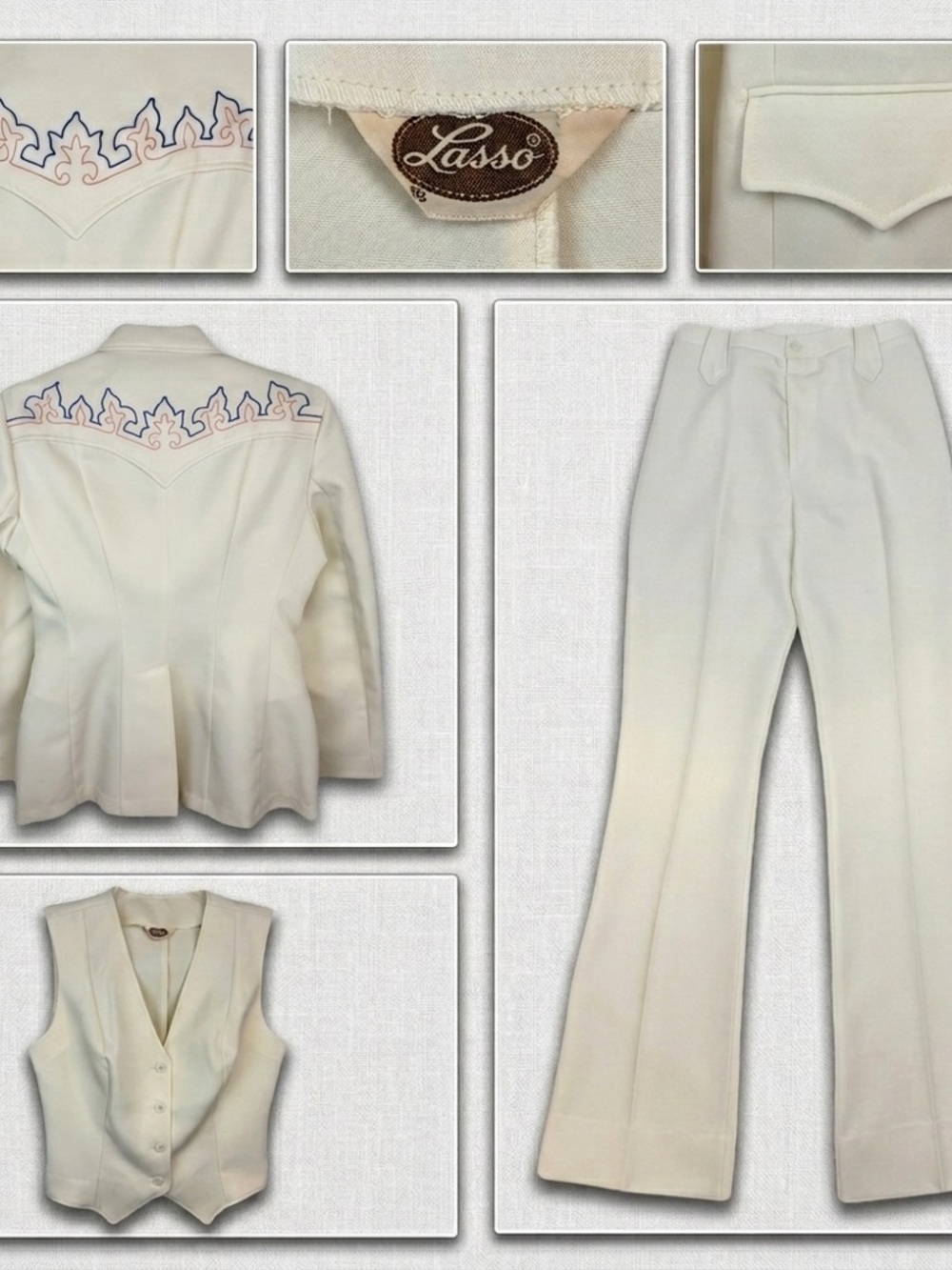 RARE Vintage 70s Lasso 3-Piece Tailored Western Wear Suit
